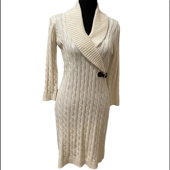 calvin klein cream sweater dress Calvin Klein | Dresses | Calvin Klein Long Sleeve Sweater Dress In Cream  With Shawl Collar